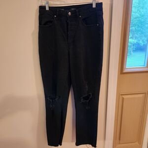 Wild Fable Black High Rise Straight Leg Jeans Distressed Size 8